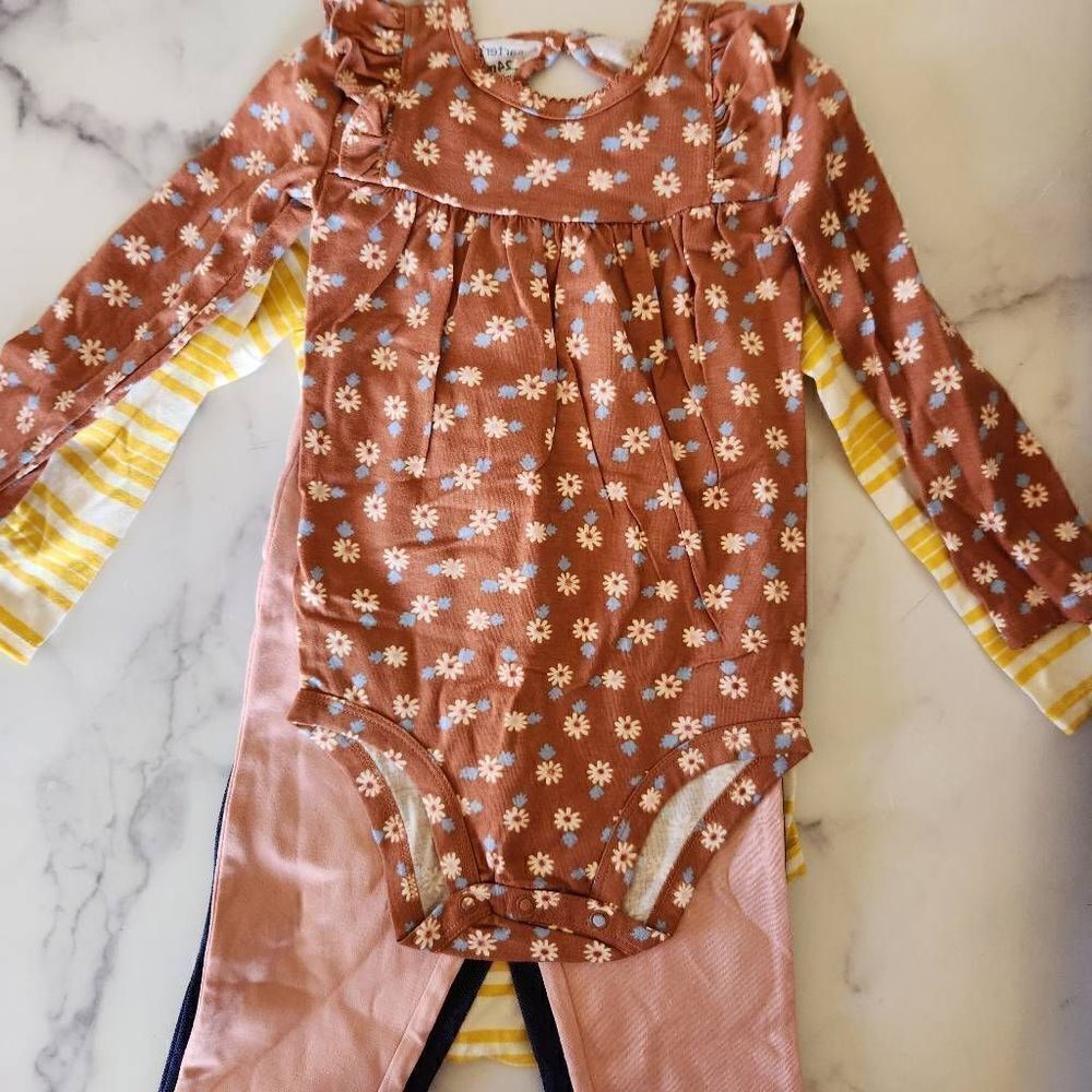 Carter's 24 month 4 piece set New NWT baby girl floral mustard yellow striped - Picture 7 of 7